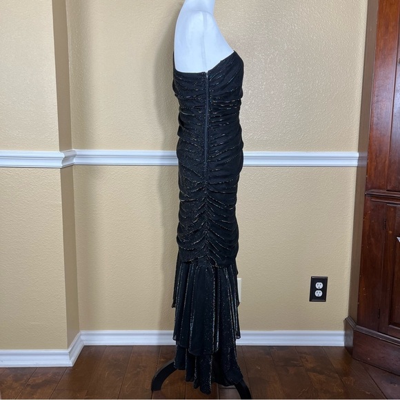 VTG 80s Dress Size 9/10 One Sleeve Black Blue Shimmer Whimsigoth Grunge Party - Picture 5 of 15